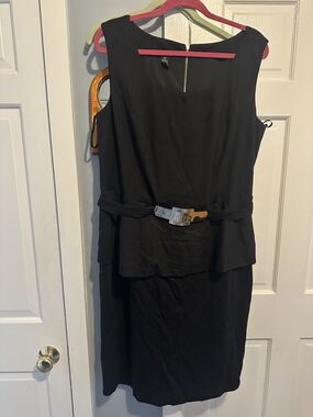 Alfani Black Sleeveless Belted Peplum Dress 18W
